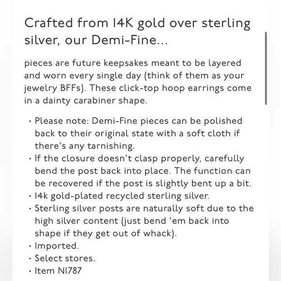 Madewell Demi-Fine Carabiner Hoop Earrings sterling silver NI787 $48 NEW classic - Picture 5 of 5